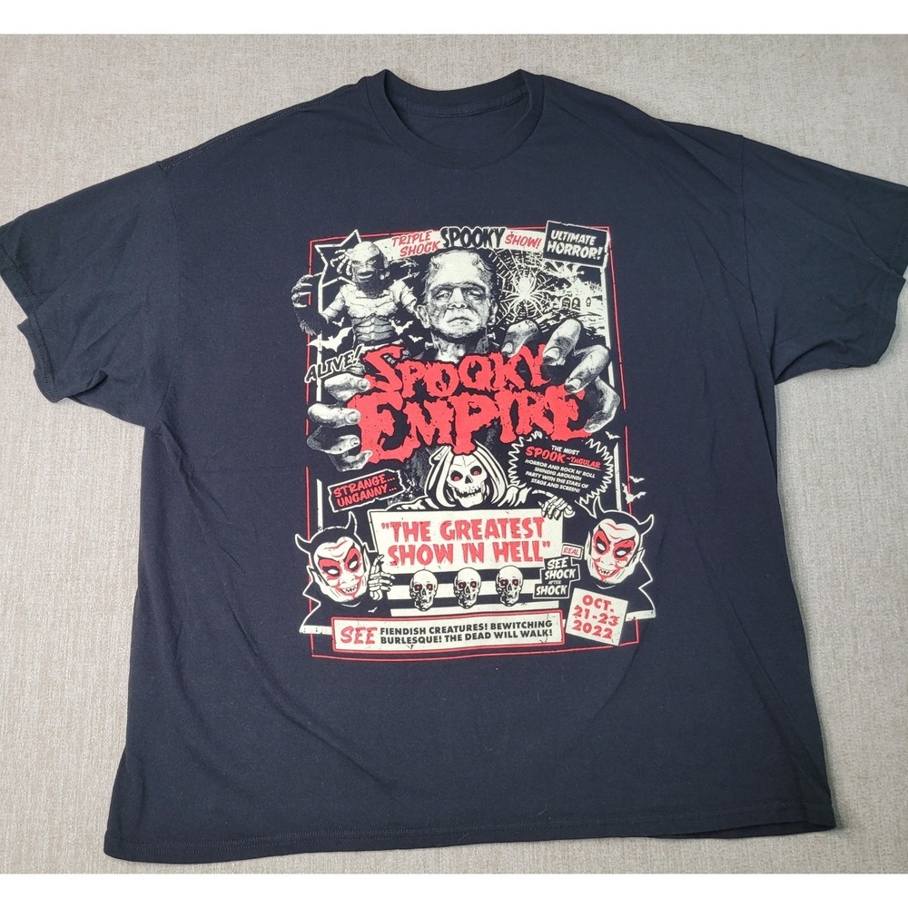 Spooky Empire T-Shirt Mens 2XL Black Graphic Horror Convention 2022 Frankenstein